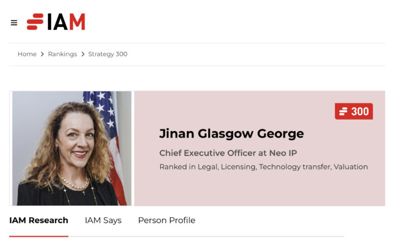 Neo IP CEO JiNan Glasgow George featured again: IAM Strategy 300 Global Leaders 2025